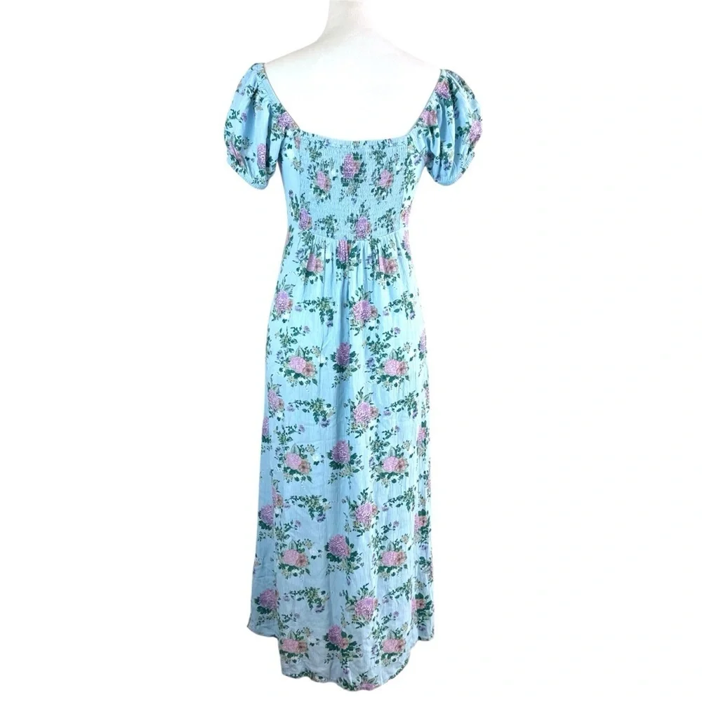 SO Women’s Blue Maxi Sundress with‎ Puff Sleeves Size S - Picture 4 of 9